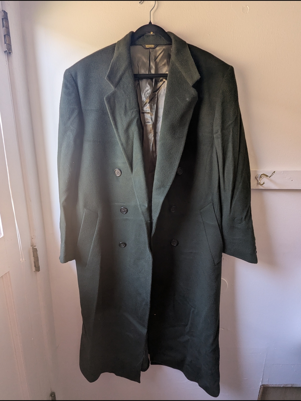 Saks Fifth Avenue Dark Green Double-Breasted Wool Pea Coat